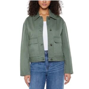 Gap Women's Relaxed utility Fit Jacket army green cotton twill cropped large